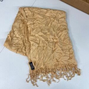 Vintage Ashley Cooper tan lightweight knit tassel fashion wrap around scarf